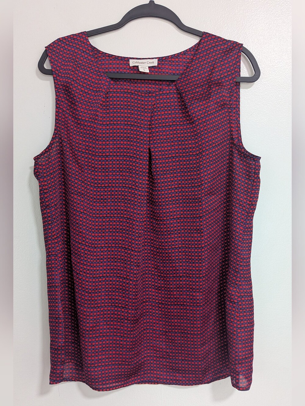 Coldwater Creek‎ Size XL 16 Red & Purple Geometric Sleeveless Pleated Blouse